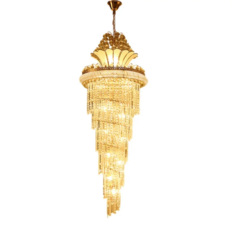 Custom Modern chandelier luxury large lamp gold LED crystal chandelier for hotel lobby staircase lighting