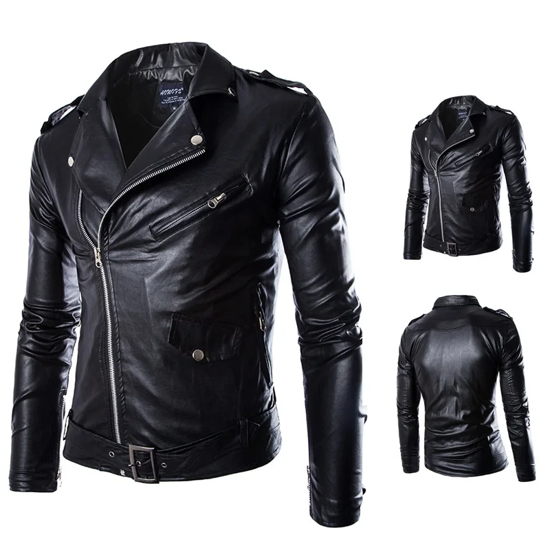 
Autumn and winter Men Washed PU Leather white black Casual Motorcycle Jacket with cheap price 