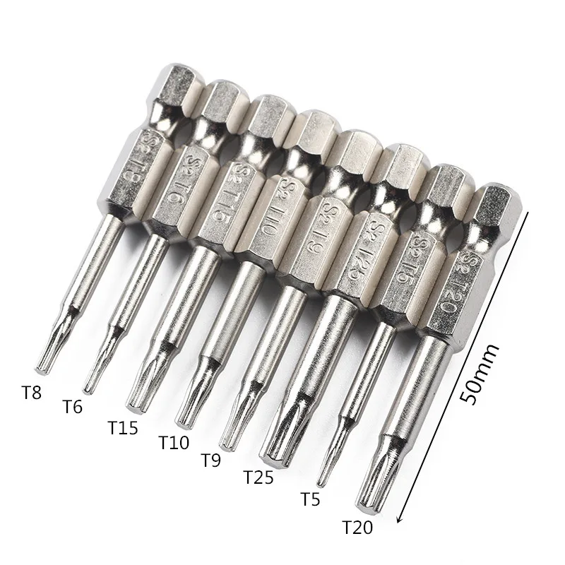 8pcs Star Bit Screwdriver Drill Bits Screw Driver 1/4" Hex
