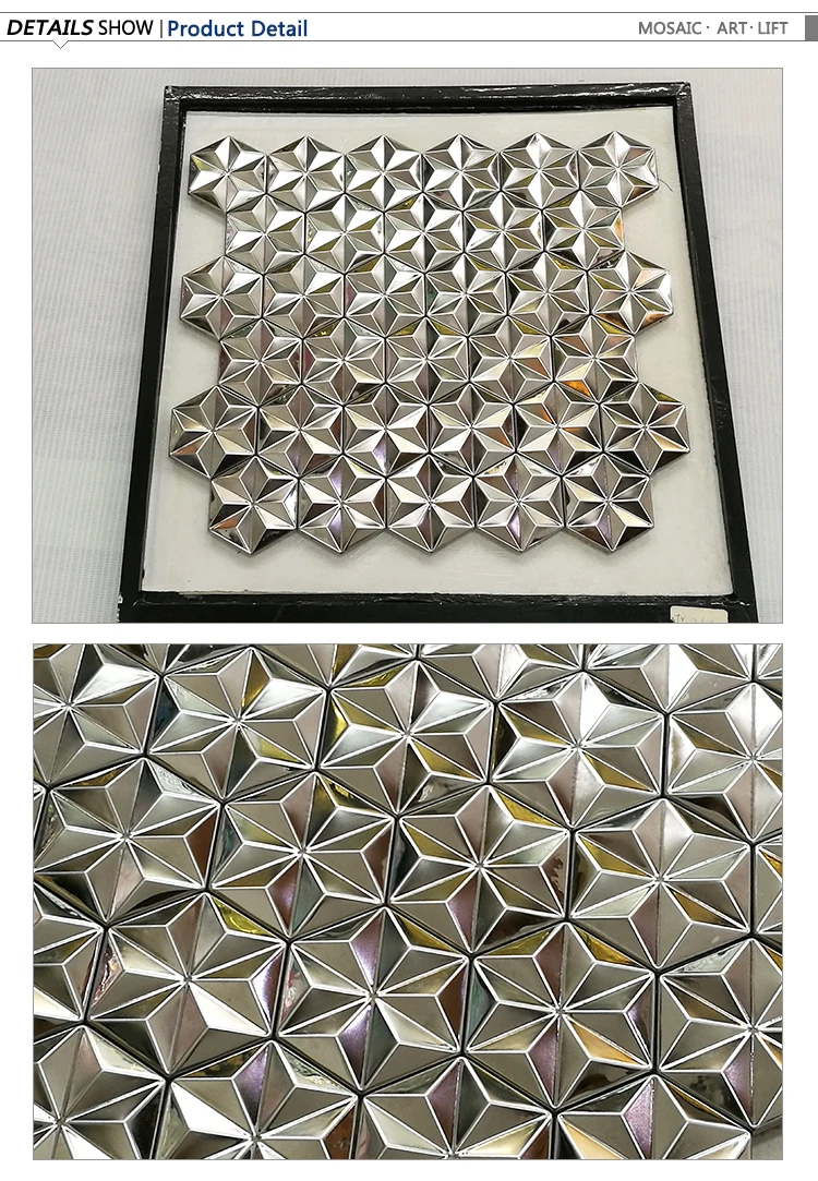 Popular design 304 silver color 3D hexagon stainless steel sheet mosaic tile for hotel bar decor