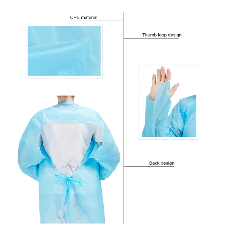 Biodegradable Level 3 Waterproof Hospital Pla Mixed Gown With Thumb