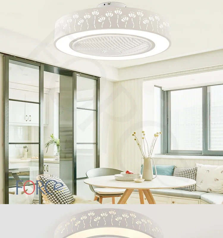 Wholesale price Modern ABS metal big space white remote controller LED ceiling fan light