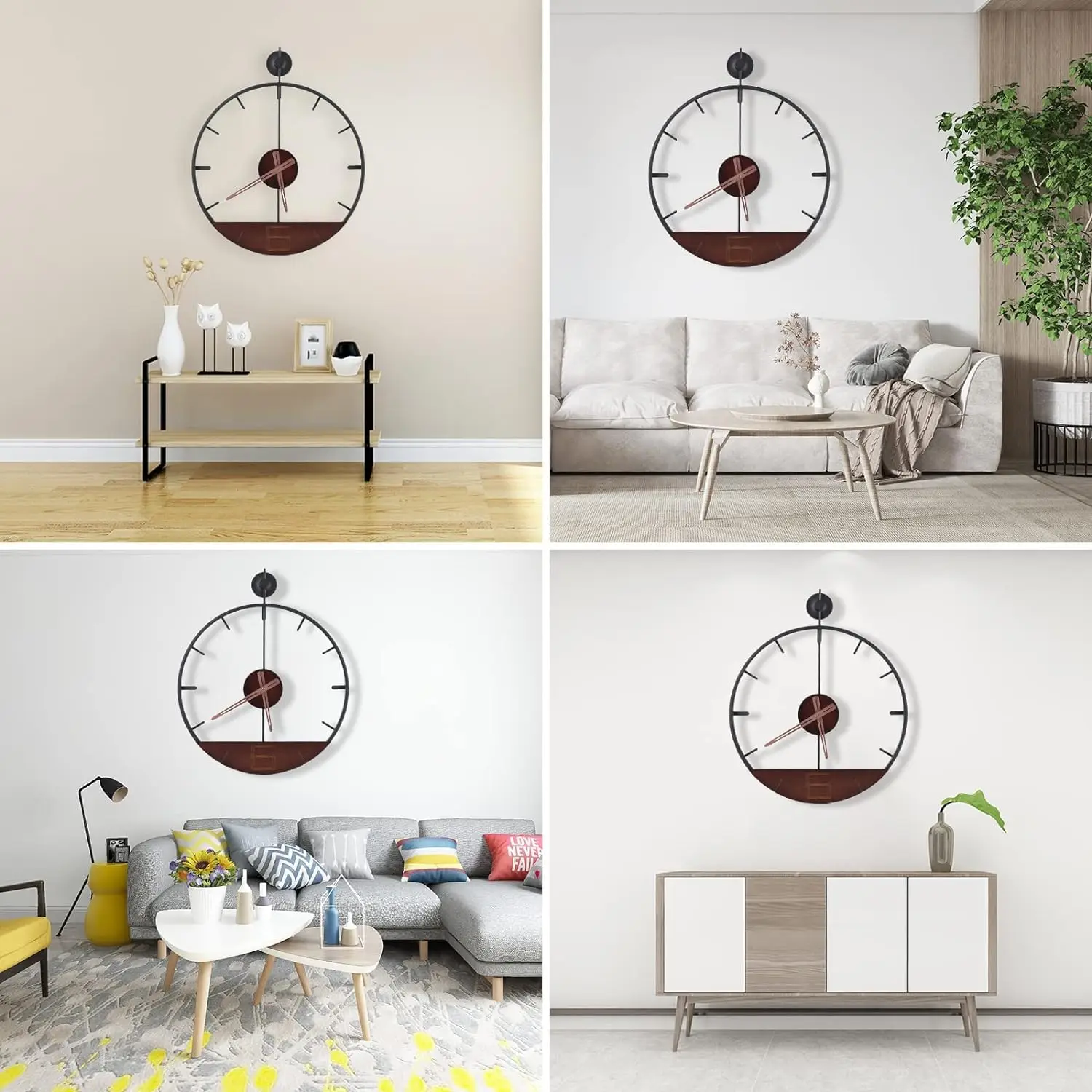 Large Wall Clock,Metal Retro Minimalist Modern Clock,Round Silent Non