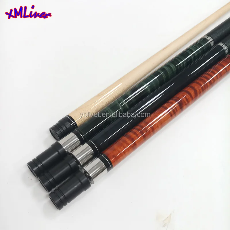 Xmlivet Handmade 3 Colored Tiger Maple Solid Wooden Billiards Carom Cues In Leather Cue Grips 