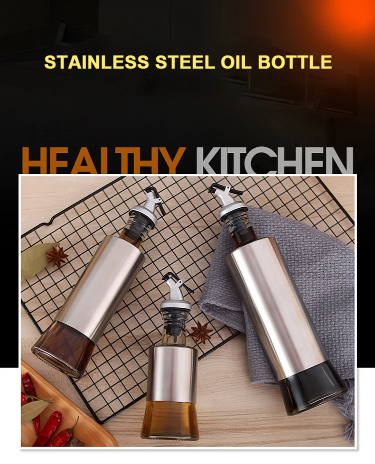 Stainless Steel Olive Oil Vinegar Dispenser Jar Seasoning Condiment Pot Bottle Stainless Steel Olive Oil Vinegar Dispenser Jar Seasoning Condiment Pot Bottle