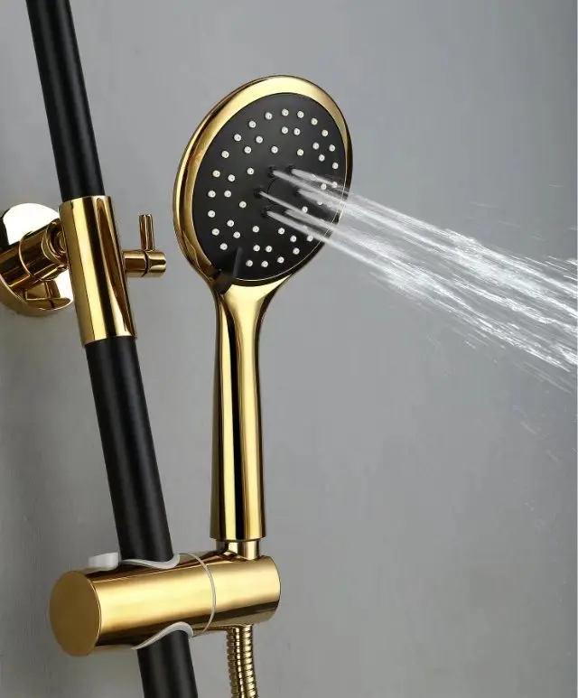 New Arrival Wall Mounted Shower Faucet Brass Black And Gold Bath