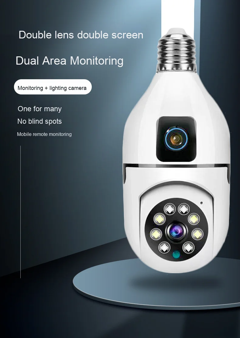 V360pro Wireless Wifi Mini Security Bulbble Small Camera Full Color Night Vision Auto Tracking Dual Lens Indoor Home Camera E27