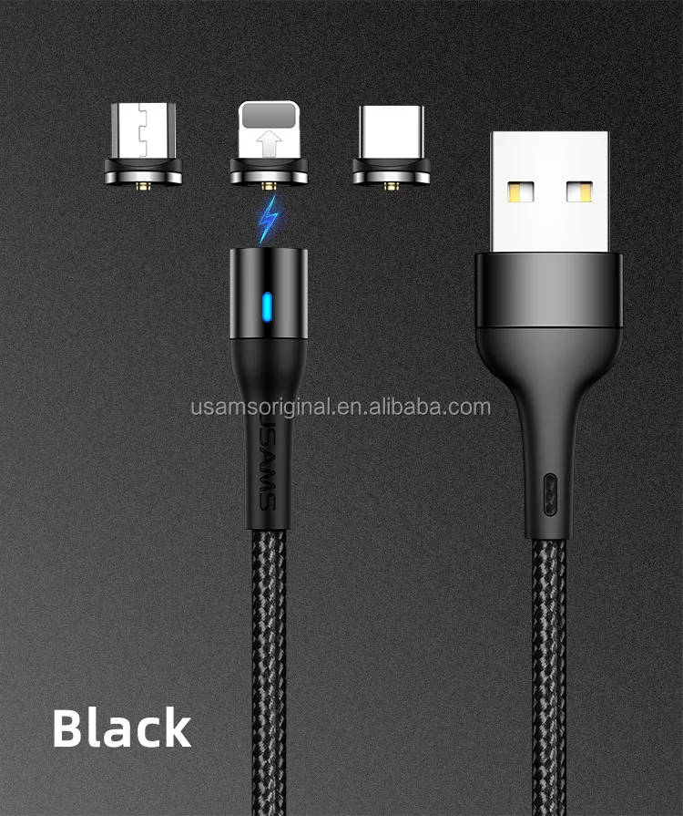 USAMS 3 in 1 Magnetic Micro USB Type C Charging Cable For Iphone usb cable phone - ANKUX.COM