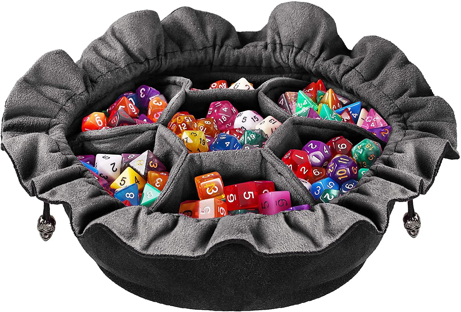 Perfect for Bulk Dice Dice Storage Bag with 6 Pockets Forged Dice Co Holds Over 1,000 Polyhedral Dice Pouch of The Endless Hoard Dice Bag