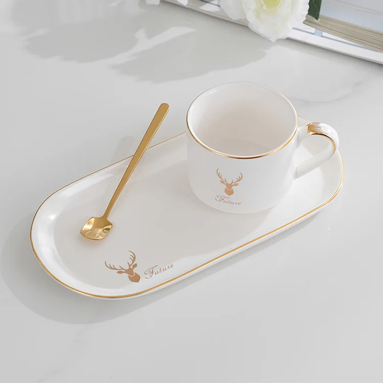 Drinkware Ceramic Tea Cup and Saucer Set Elegant Mug Royal Fine China Bone China With Gold Line Coffee Mugs manufacture
