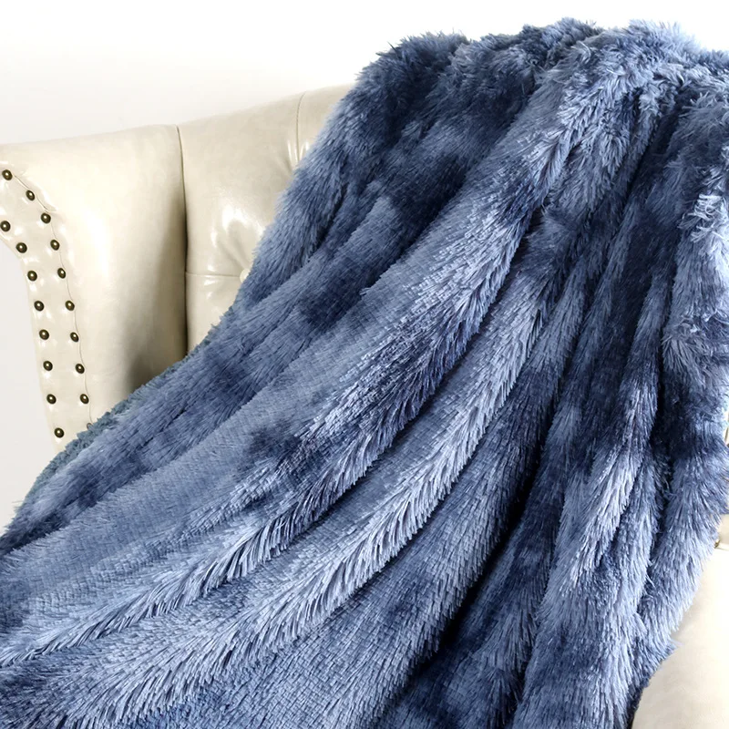 Hot-Selling Winter Double-Layer Thickened Long Plush Nap Sofa Cover Tie-Dye Knitted Faux Fur Mink Fleece Throw Blanket