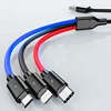 Factory mini portable fast charging multi USB Charger Type C Micro USB 3 IN 1 USB Data Cable