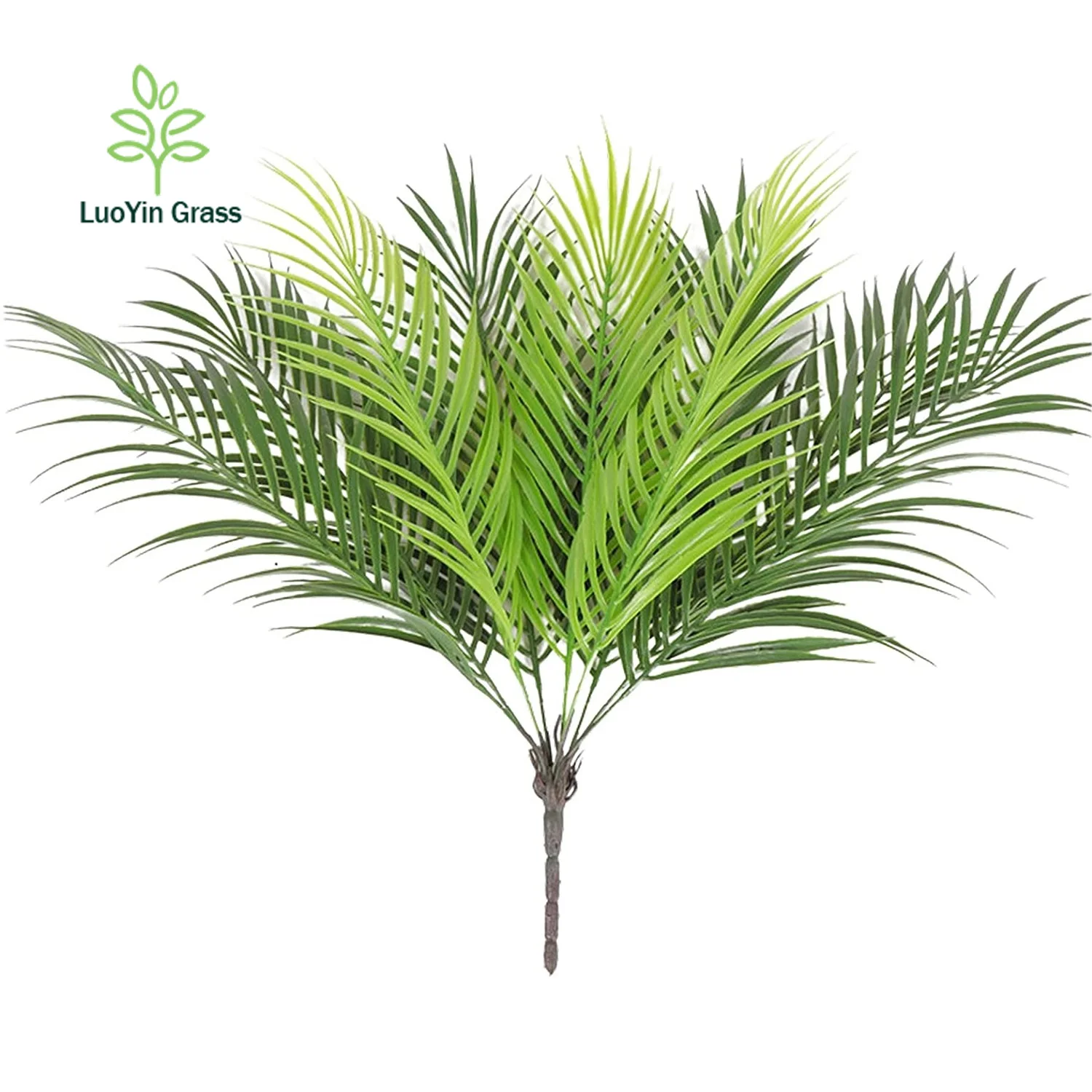 Artificial Tropical Palm Leaf Bushes Faux Green Fronds Plant In Plastic