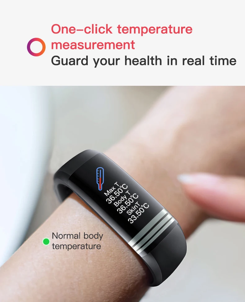 2020 Hot Sales 0.96inch Body Temperature Monitoring Smart Bracelet