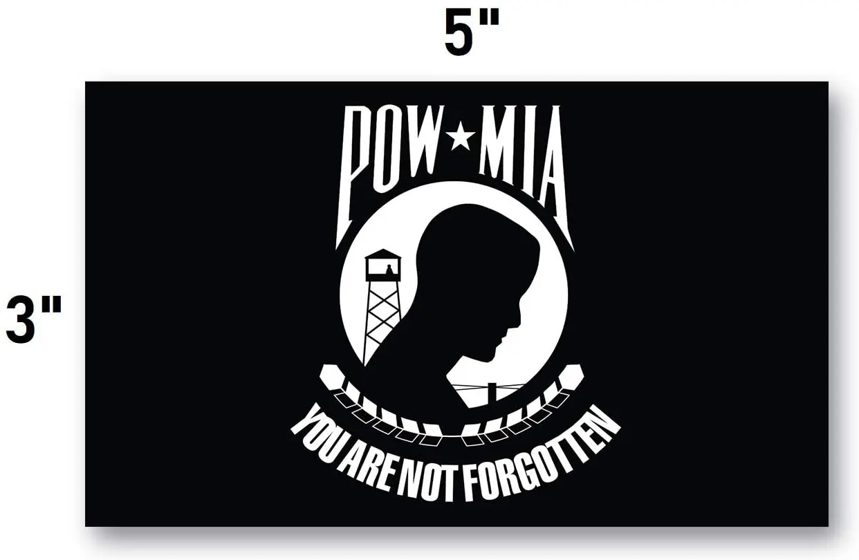 3x5 pow mia sticker prisoner of war missing in