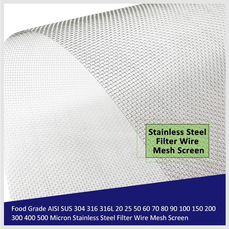 Food Grade Aisi Sus 304 316 316l 20 25 50 60 70 80 90 100 150 200 300 400 500 Micron Stainless Steel Filter Wire Mesh Screen Buy Stainless Steel Wire