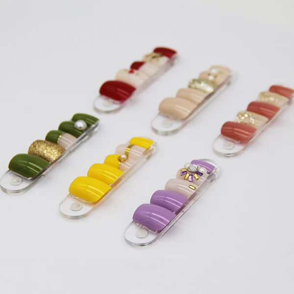 
24PCS square full cover Jewelry Nail Art with Glue 