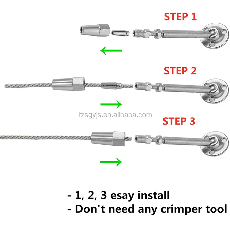 Adjustable Stainless Steel Cable Railing System Swageless Wire Rope