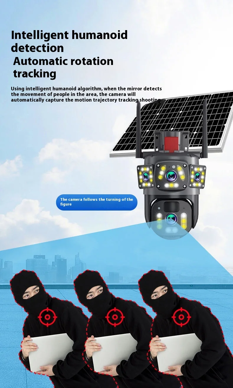 Cloudbirds V360pro 1080P Outdoor Waterproof Solar Battery Auto Detect Alarm Camera 3-Screen Triple Remote Network CMOS Cloud