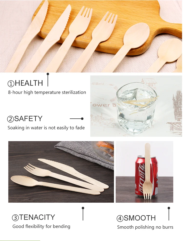 High Quality Promotional Wooden Cutlery Disposable Spoon Knife Fork