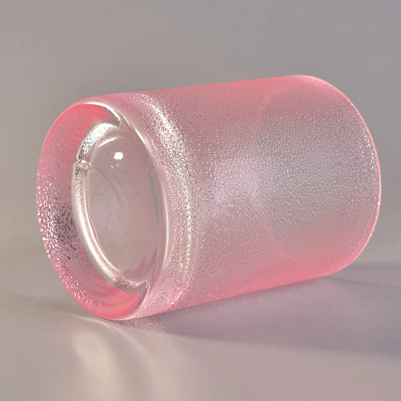 Wholesales Pink Rain Drop Glass Candle Jars Thick Footed Home Decoration