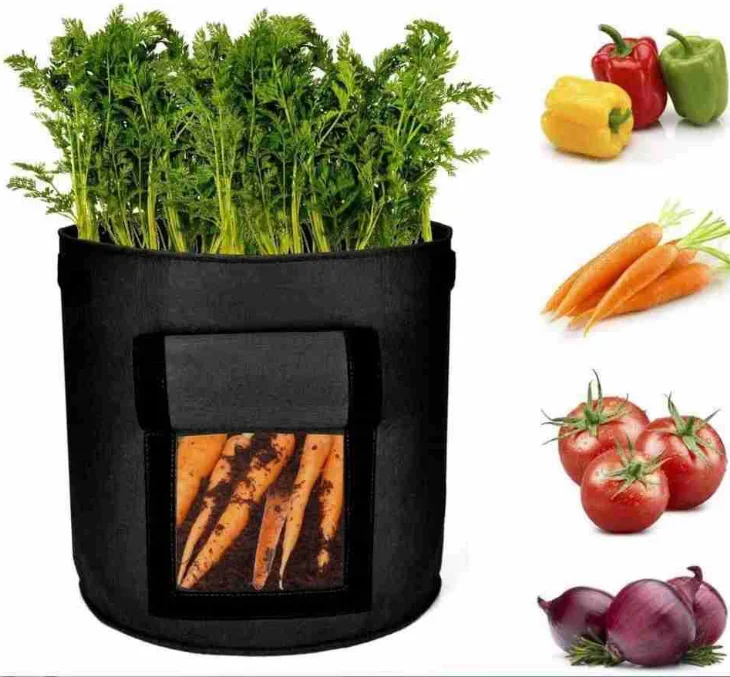 4 Pockets Garden Hanging Felt Grow Bag Nonwoven Green Planting Bag