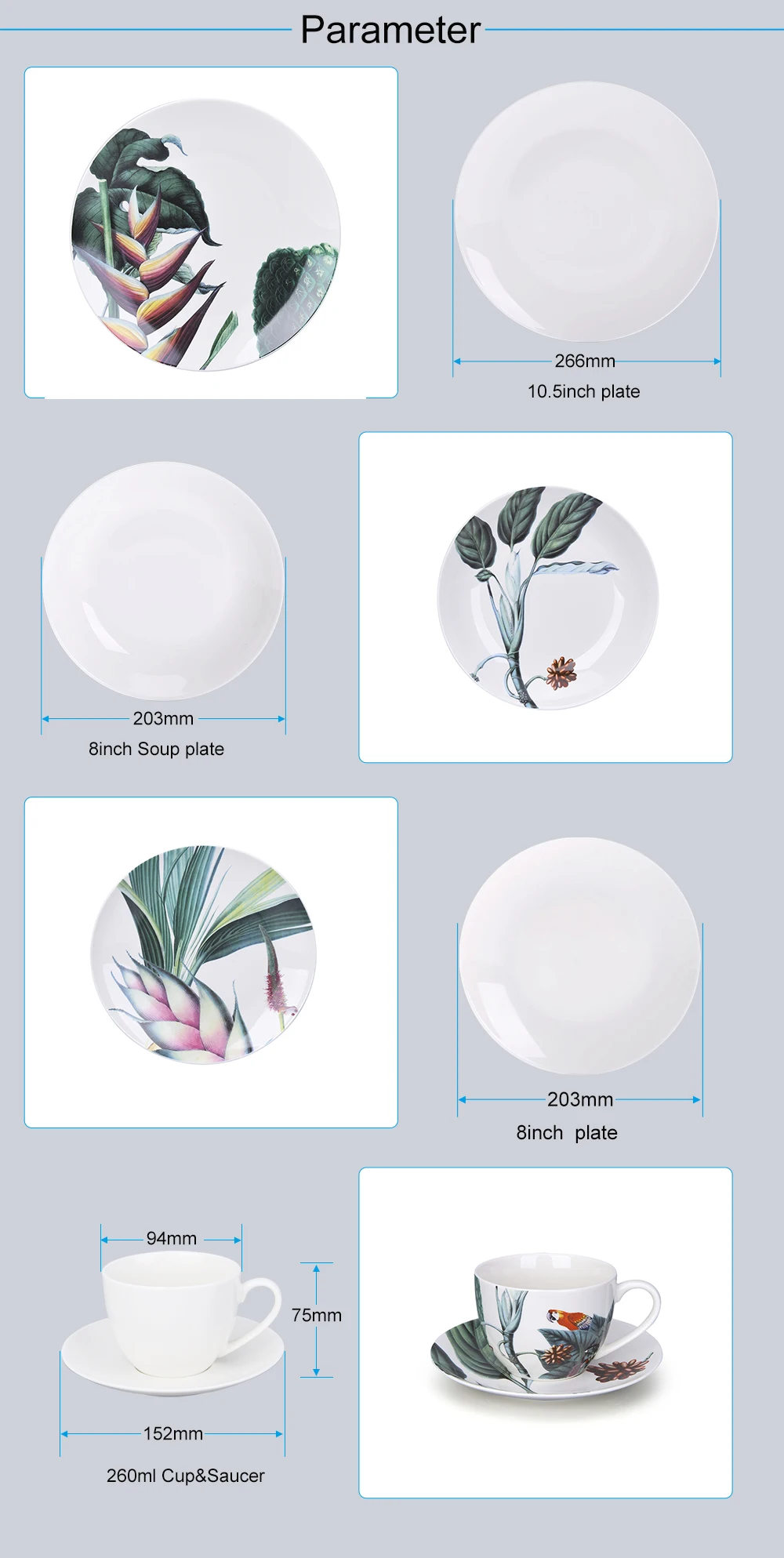 China Supplier Customized Fine Porcelain Dinner Set Ceramic New Bone