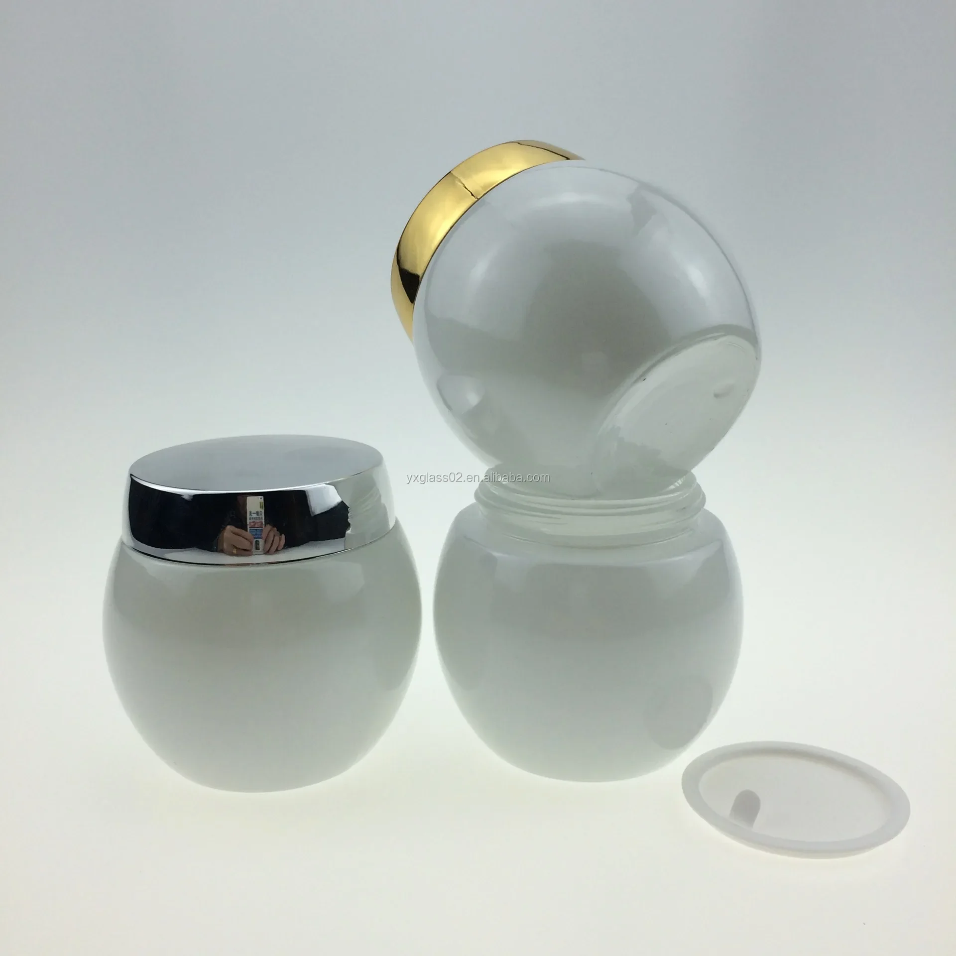 High Quality cream glass jar skincare cosmetic packaging container scrub glass jar120g supplier---fashion egg shape details