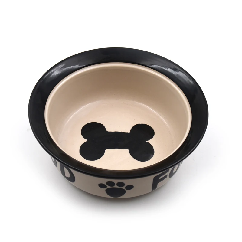 可爱的狗碗陶瓷/6 英寸手颜色双色骨打印狗碗/狗食碗宠物食品套装