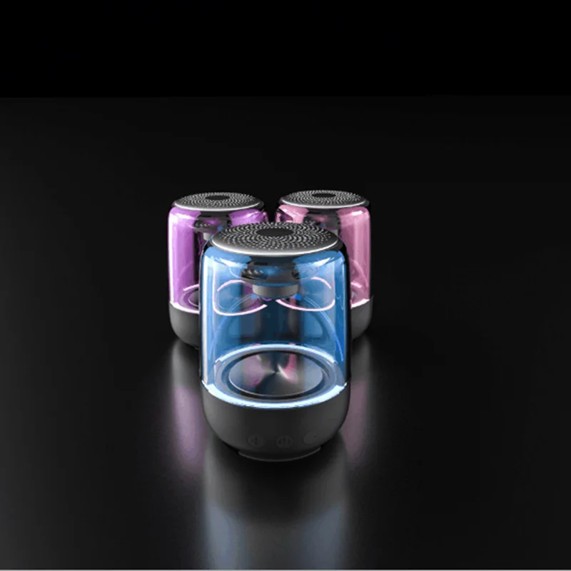 2020 High Quality LED Light Portable Bluetooth Speaker Transparent BT 6D Subwoofer C7 Wireless Mini Speaker - ANKUX.COM