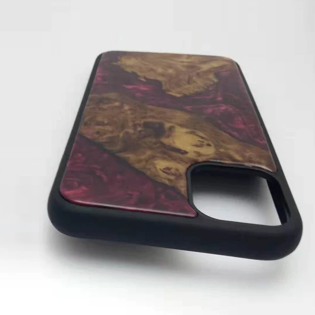 Chinese factory wholesale hot selling popular accept custom made tpu pc Epoxy Resin wood for iPhone 11 mobile phone case