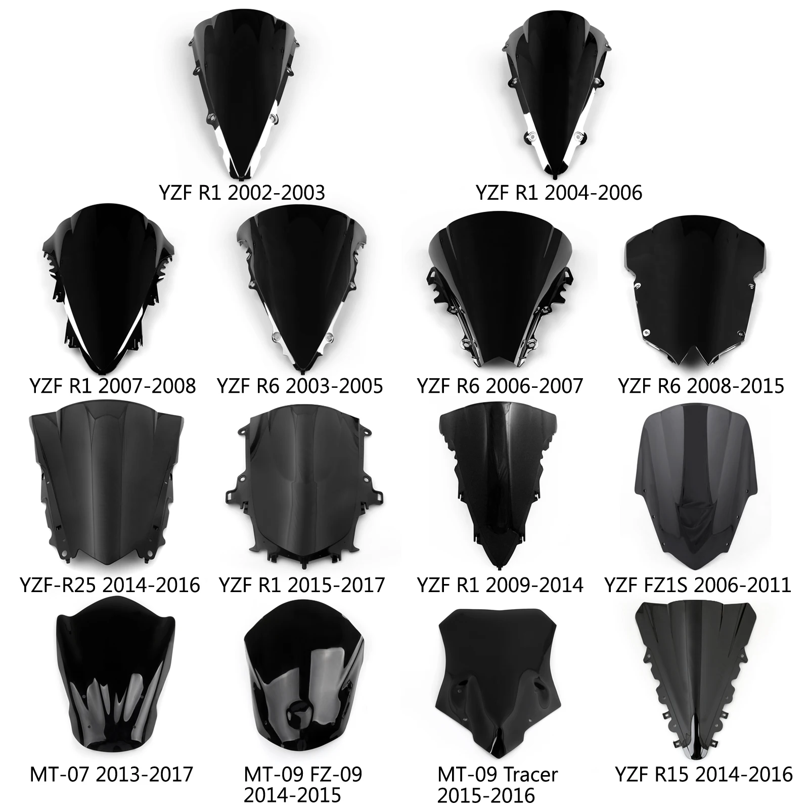 New Double Bubble Windshield COWL For Yamaha YZF-R1 2002 2003  Black Windscreen