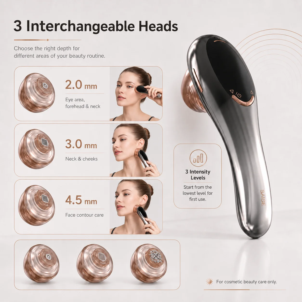 3 Interchangeable Heads 鈥?2.0mm, 3.0mm, 4.5mm