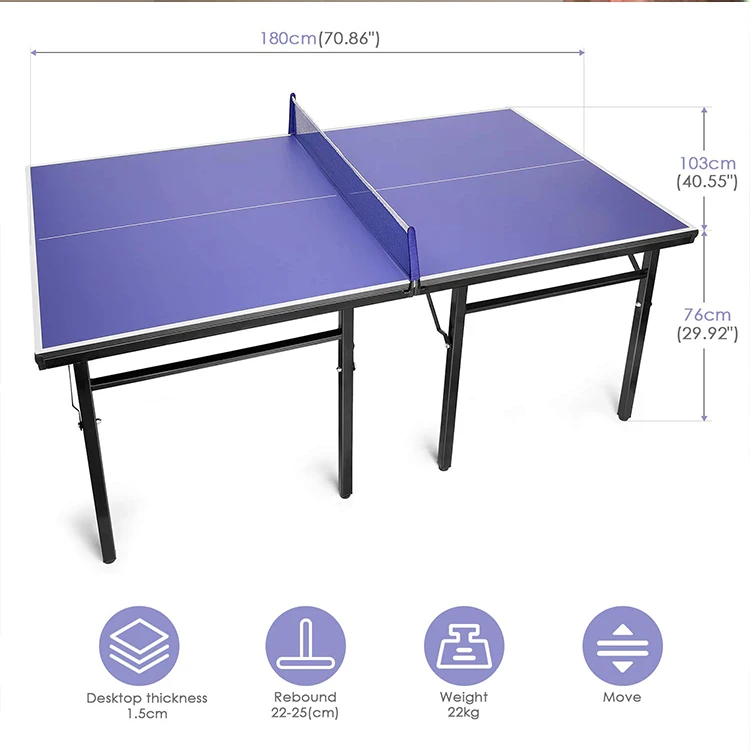 Single Fold Table Tennis Table Training Waterproof Ping Pong Table Can