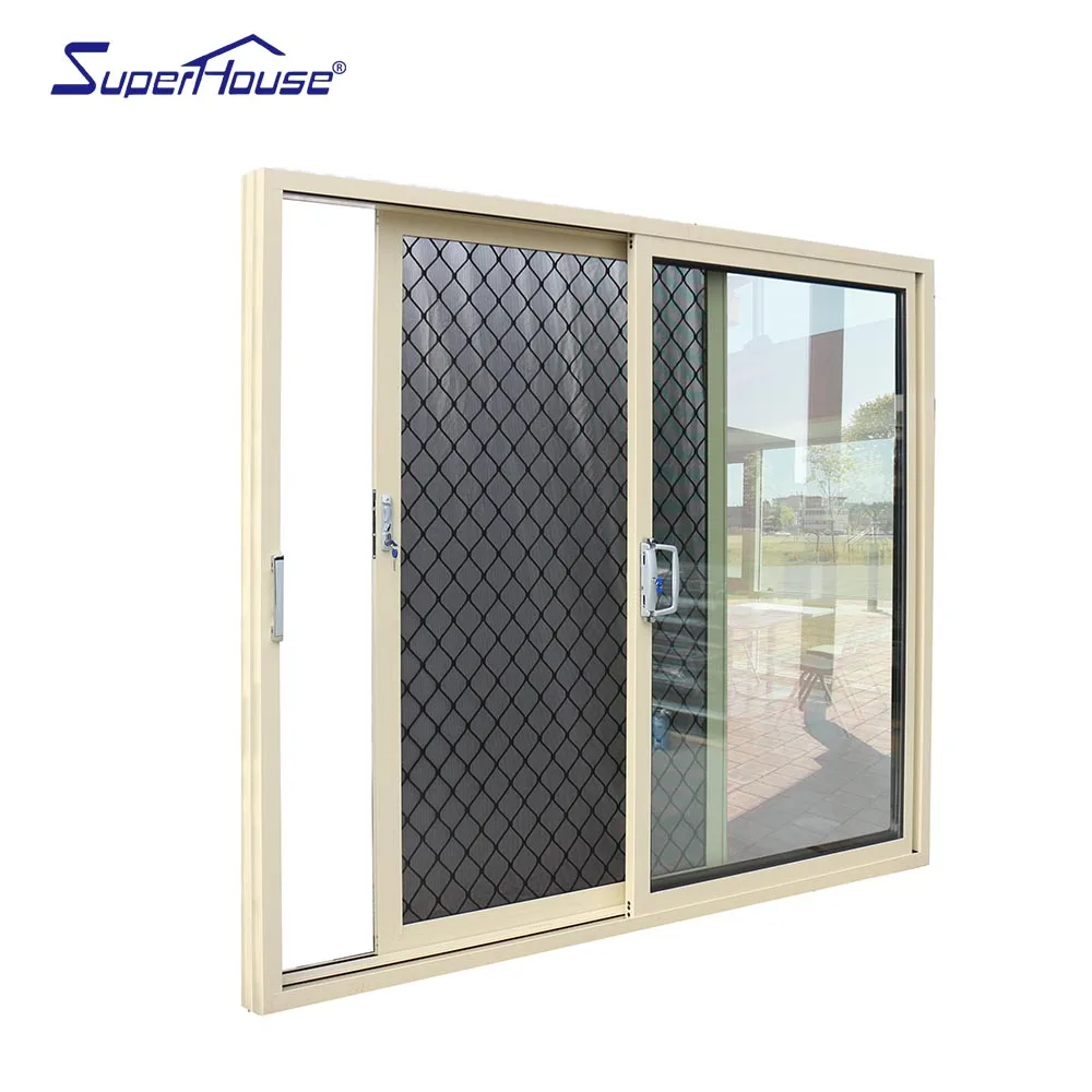 Safety silding doors with stainless steel security mesh and aluminum fly screen for customized