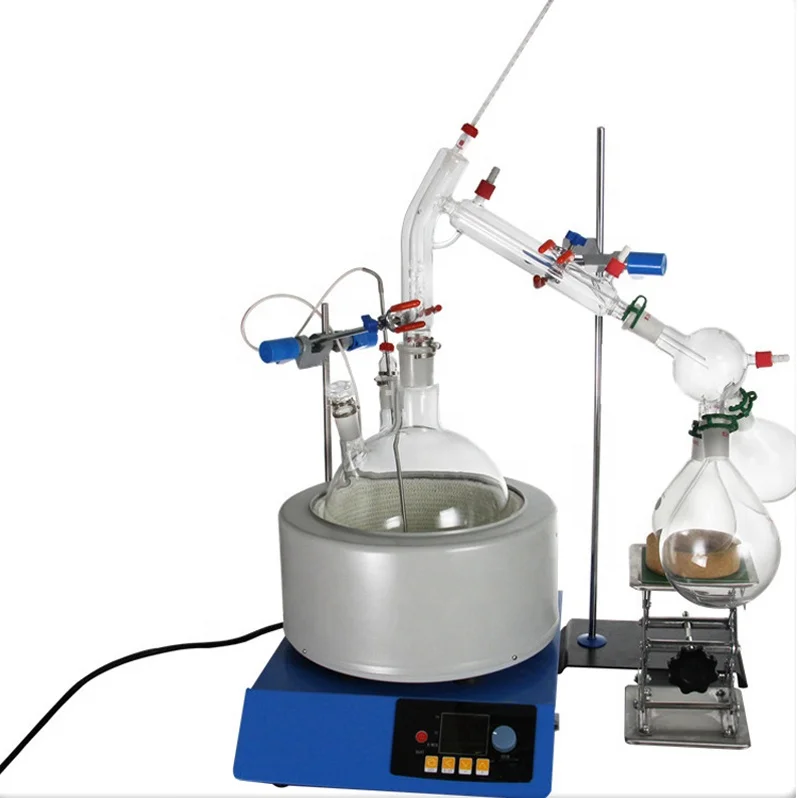 数量 用于蒸发的圆底烧瓶 5l,3 脖子,手吹,34/45 1 短程蒸馏头 真空装