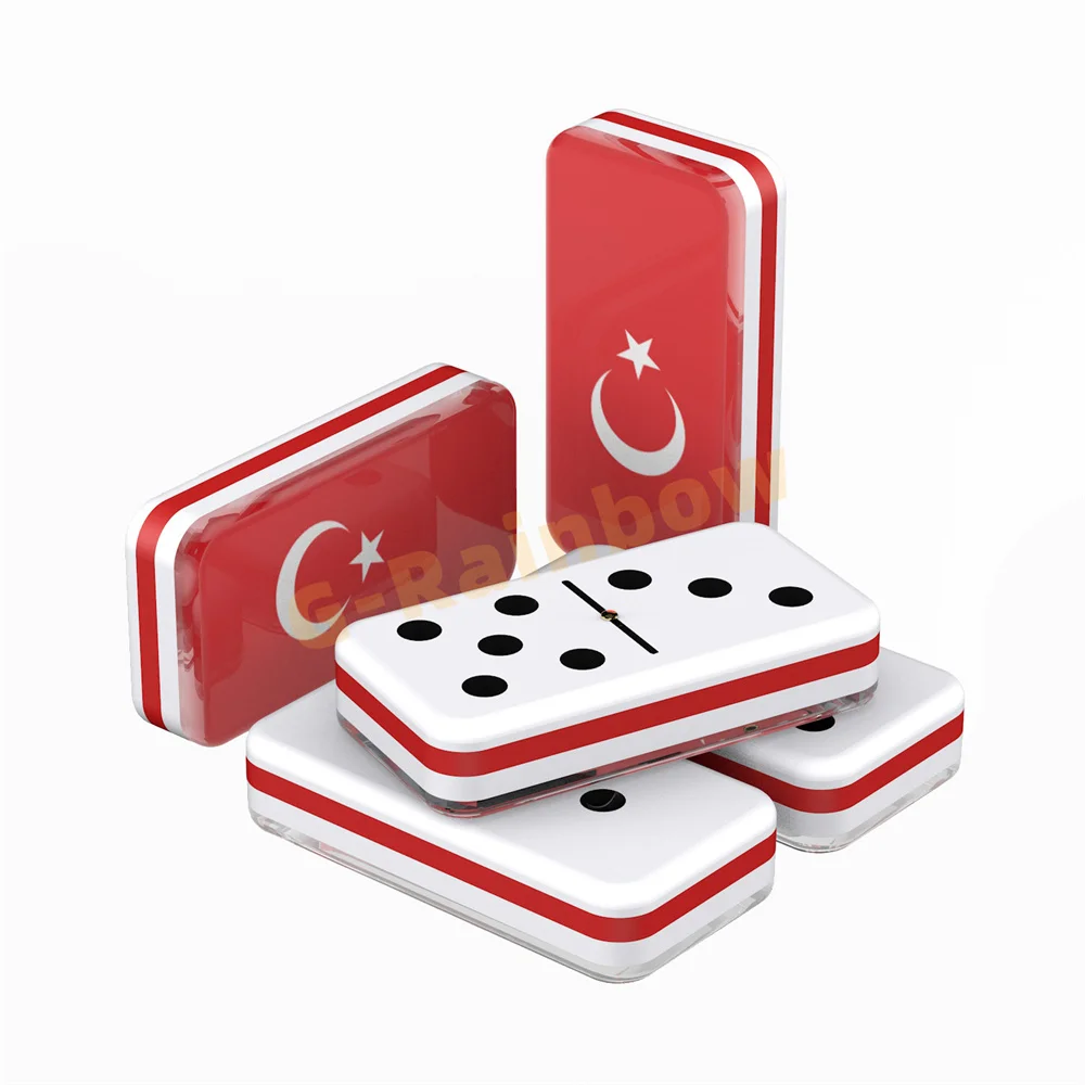Red Turkey Double Six Acrylic Domino Set 4 Layers Jumbo Customized