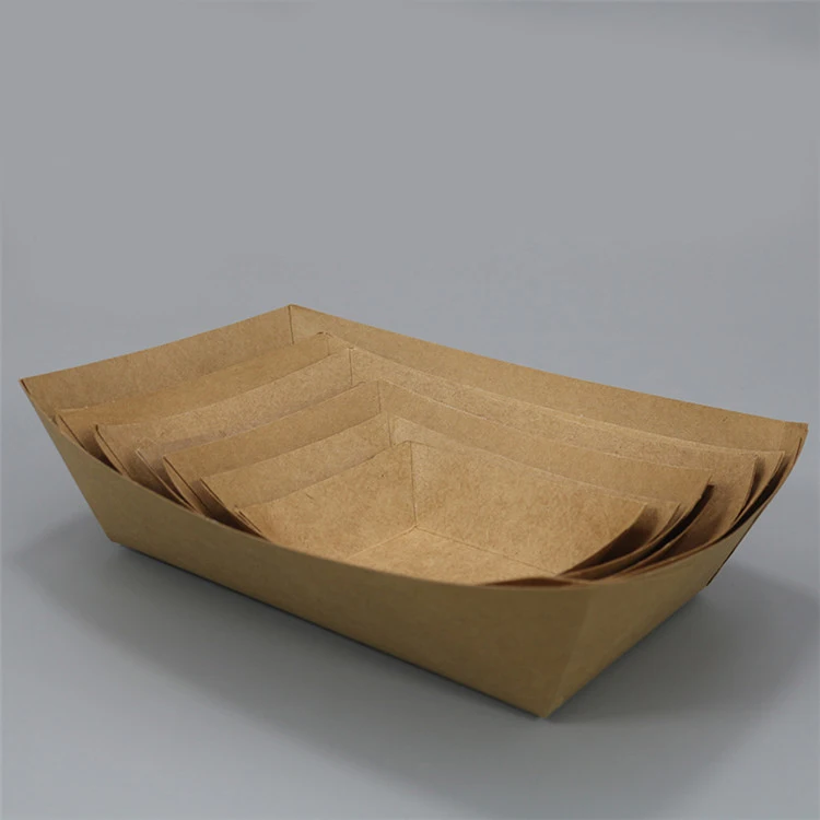 Custom Print Food Container No Cover Chicken Rice Lunch Vessel Type Snack Kraft Paper Food Tray