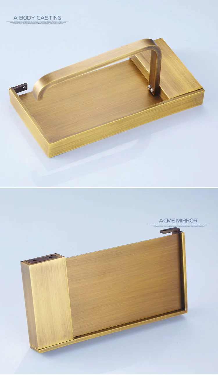 Multifunction Antique Brass Tissue Box Phone Rack Bathroom Toilet Paper Holder with Shelf