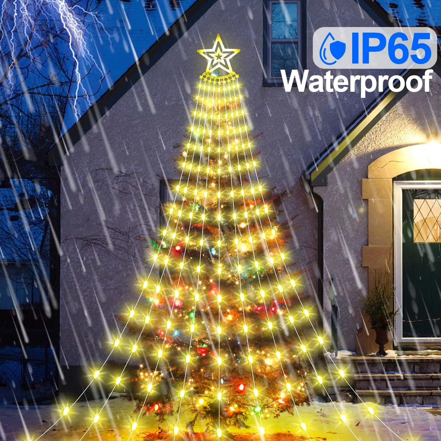 11.48ft 350led Waterfall Tree Light With 8 Modes Timer Remote Plug In ...