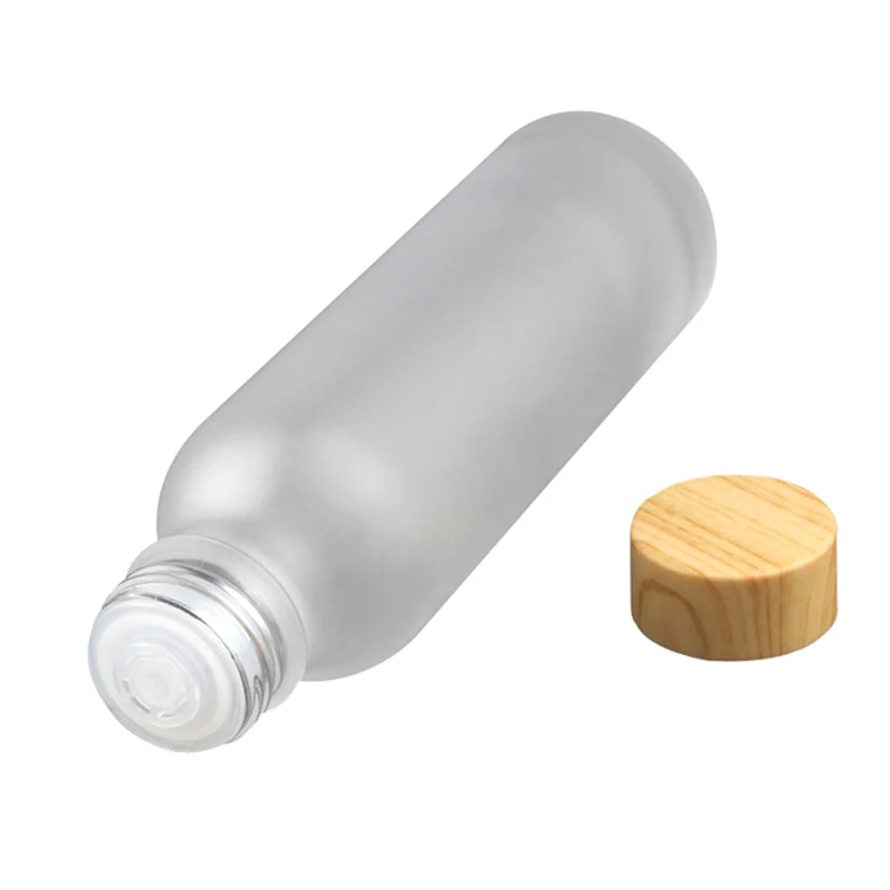 150ml frosted glass cream jar and bottle with bamboo cap