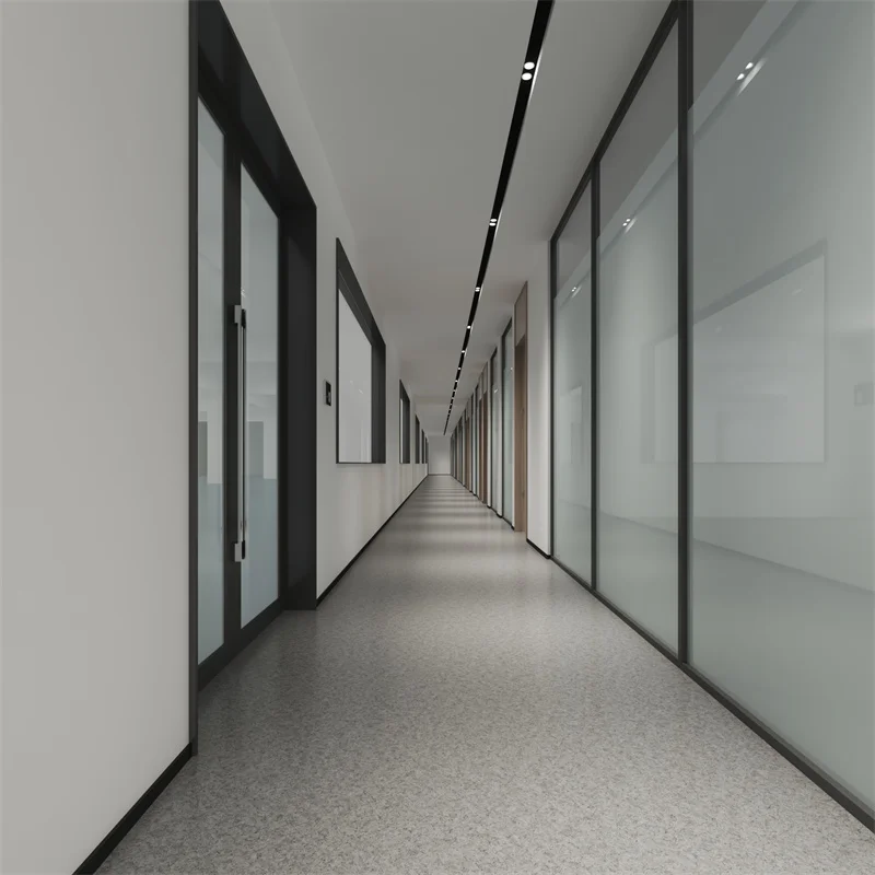 School & Hospital Single Glass Partition | 80mm Aluminum Integrated Frame + 40mm Slim Frame factory