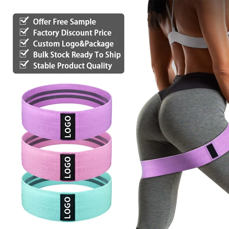 

Free Sample Factory Price Wholesale Customized Black Fabric Loop Hip Long Exercise Pull Up Resistance Band Sets, 3 colors/ customized