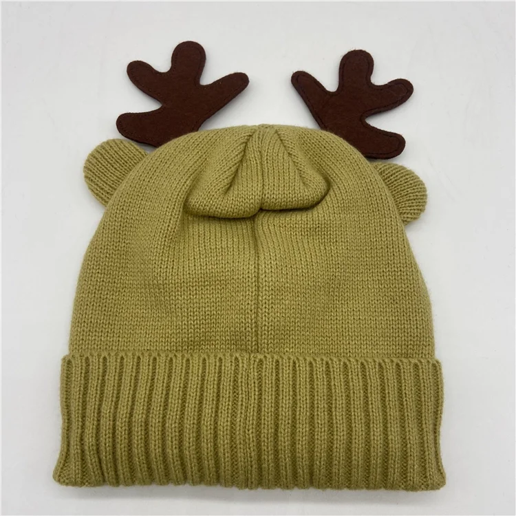 New Design Reindeer Antler Winter Knitted Hat Lovely Beanie Hat ...