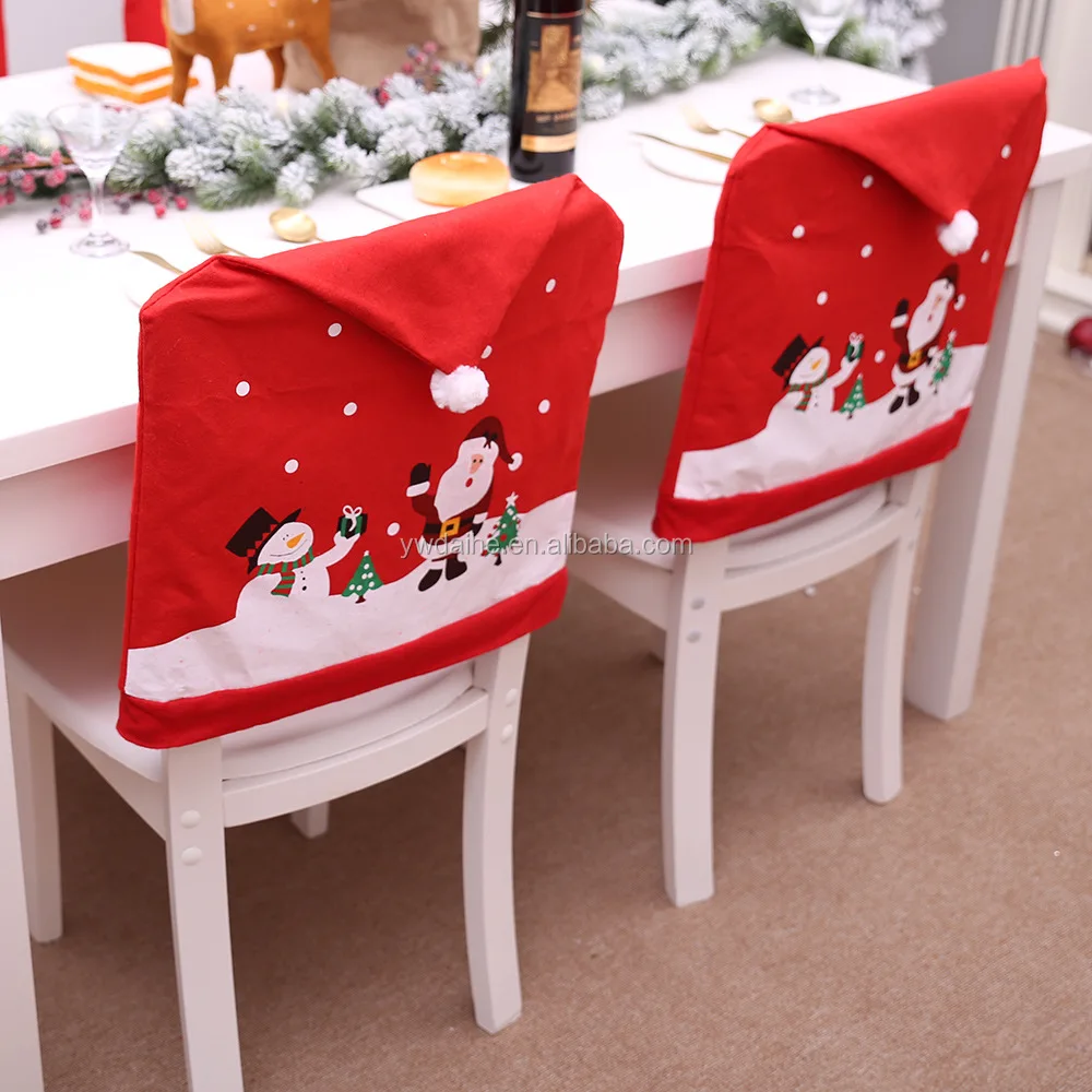 Christmas decorations old snowman chair cover hotel restaurant holiday layout dress up supplies chair cover decoration