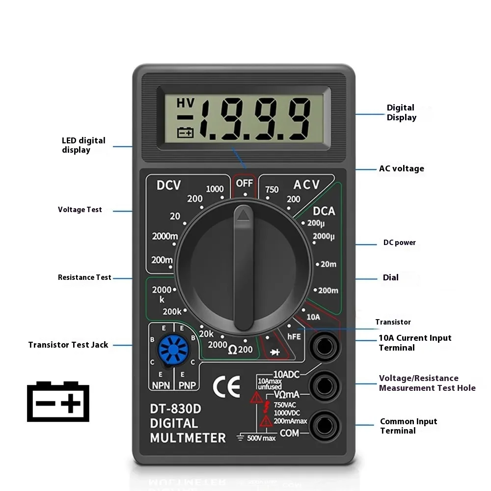 Multimeter Digital DT830B Profesional Multimeter Tester Tegangan DC Dan AC