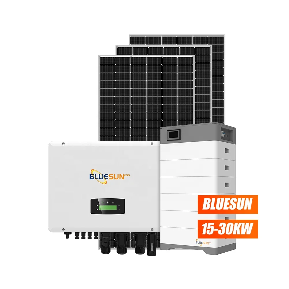 DC-coupled solar + battery system diagram showing panels → hybrid inverter → battery → home load