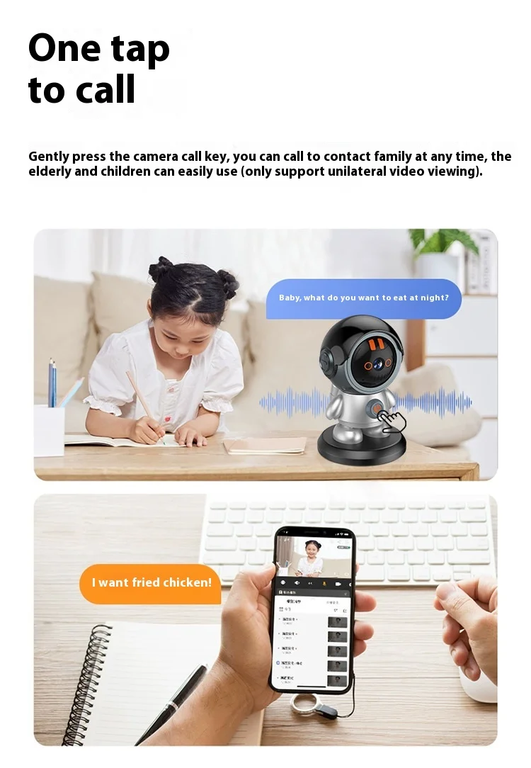 Cloudbirds V360pro 3MP Cartoon IP Camera Wide Angle Dual Rotation 360*60 Ptz Sensor One Click Call Track Cloud Data Cute Robot