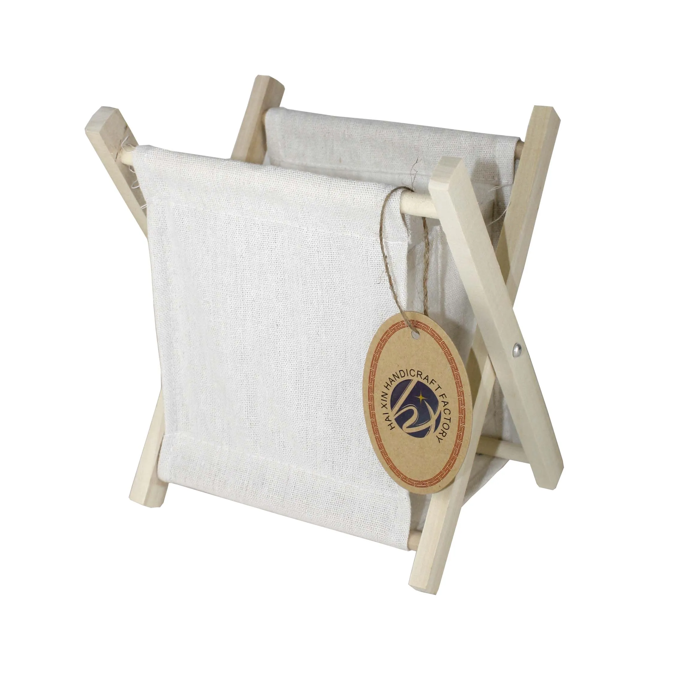 Folding Fabric Magazine Rack Wood Magazine Display Rack Desktop