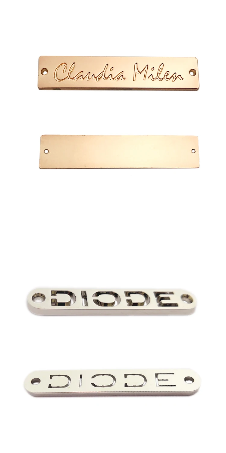 Wholesale engraved branded logo custom metal plate tag label for clothes